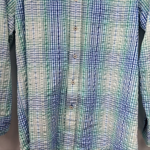 Alan Flusser Checked Seersucker Button Down Sz S - Picture 4 of 10
